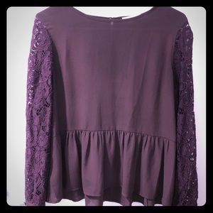 Loft peplum lace sleeve top